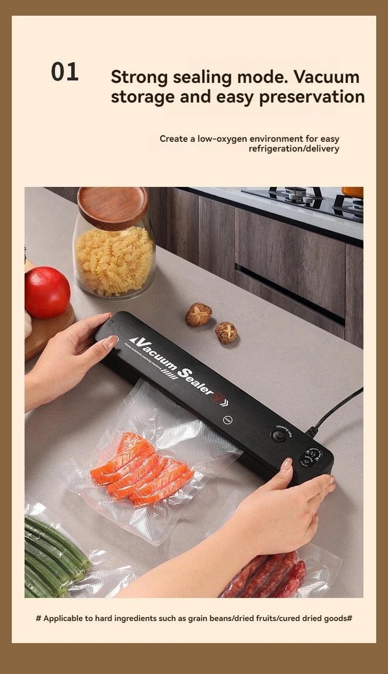 220V/110V Vacuum Sealer Packaging Machine with Free 10pcs Vacuum Bags Household Black Food Vacuum Sealer