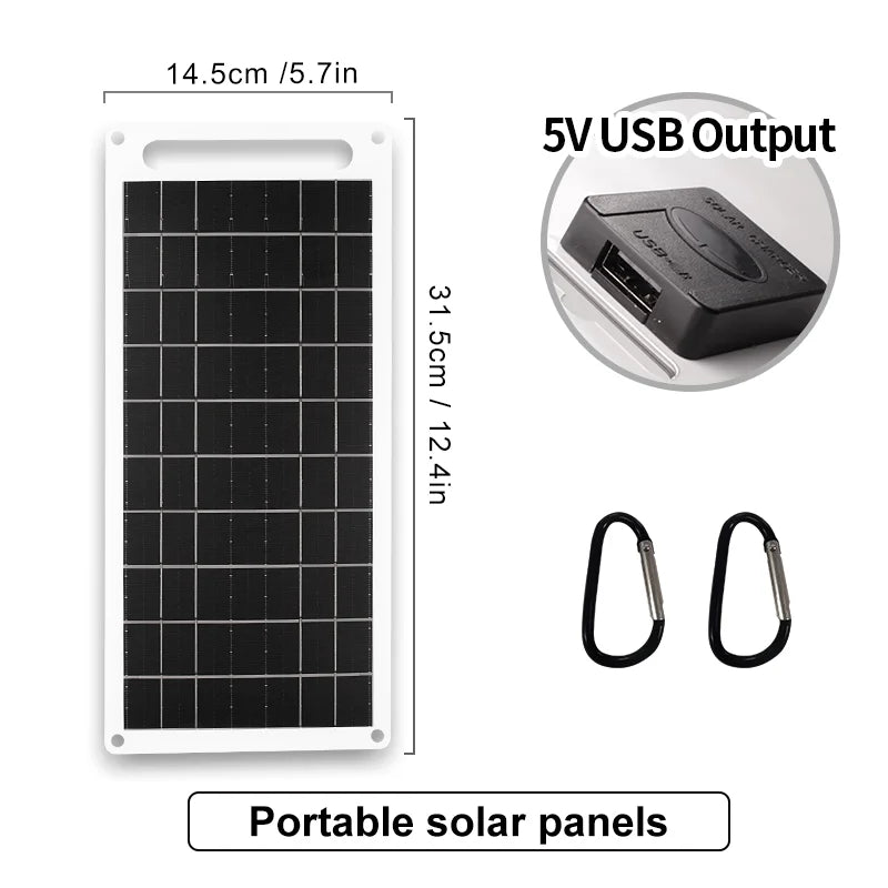 Stay powered on your outdoor adventures with this portable solar panel featuring USB output—perfect for hiking, camping, and charging your mobile phone on the go!