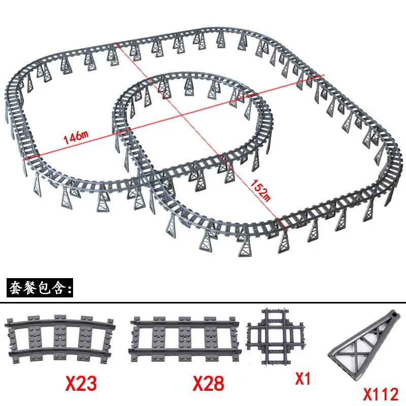 DIY Train Track Combination MOC Railroad Bridge Building Blocks Cross Track Bricks Toys Rail Car Scene Compatible With LEGO