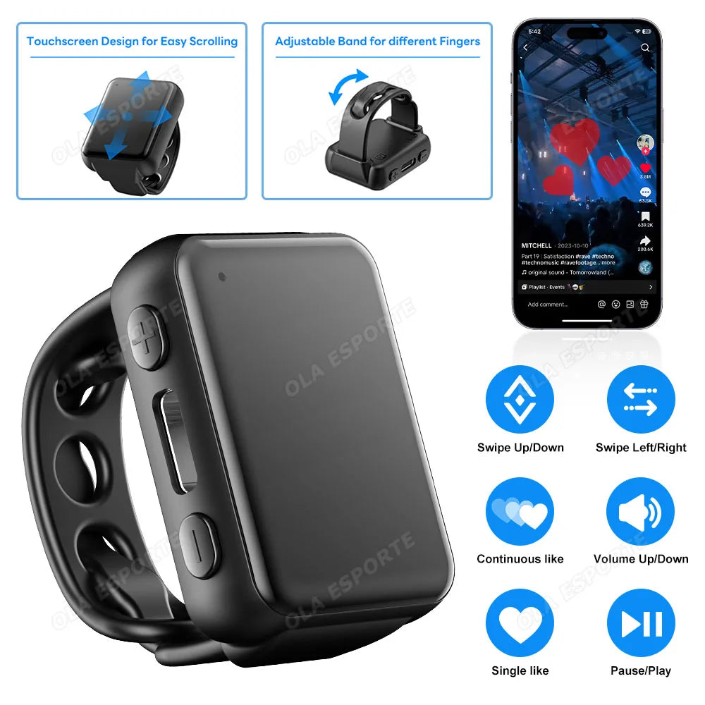 Multifunctional Ring Remote Control Smart Ring Video Camera control, Document remote control,Smartring Men Women for Android IOS