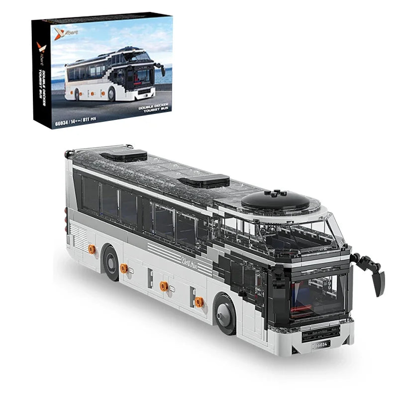 811PCS City Tour Bus Building Blocks Double-Decker Tourist Bus Model Bricks Desktop Ornaments Diy Puzzle Toys Holiday Gifts
