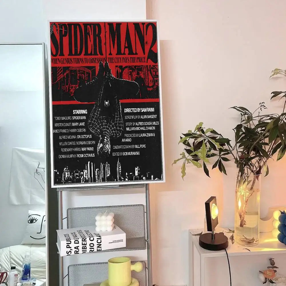 S-Spider Cartoon Man Movie Sticky Posters Whitepaper Sticker DIY Room Bar Cafe Posters Wall Stickers