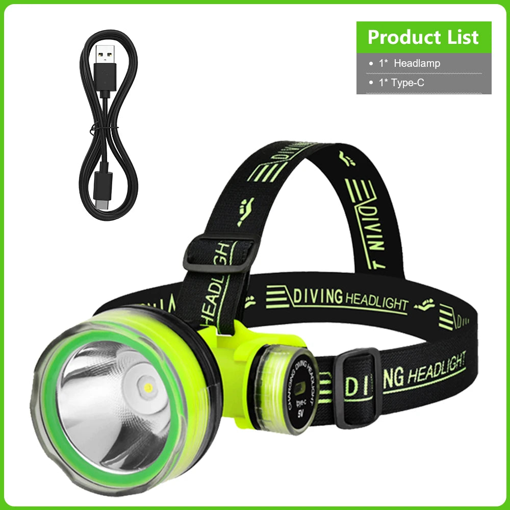 NEW 8800000000LM LED Scuba Diving Headlamp IPX8 Waterproof Headlight Underwater 10000m Headlight LED Scuba Head Flashlight Torch