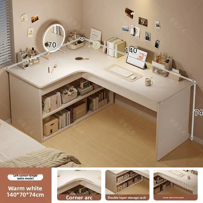 Firm Computer Desk, Bookshelf, Integrated Corner Workbench, White Corner Learning And Writing Desk Factory