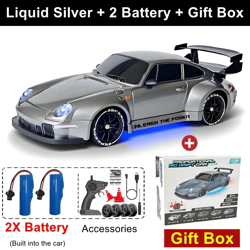 4WD RC Drift Car With LED Light 2.4G Radio 20KM/h High Speed Remote Control Racing Cars Vehicle Model Toy Gift for Boy Girl Kid
