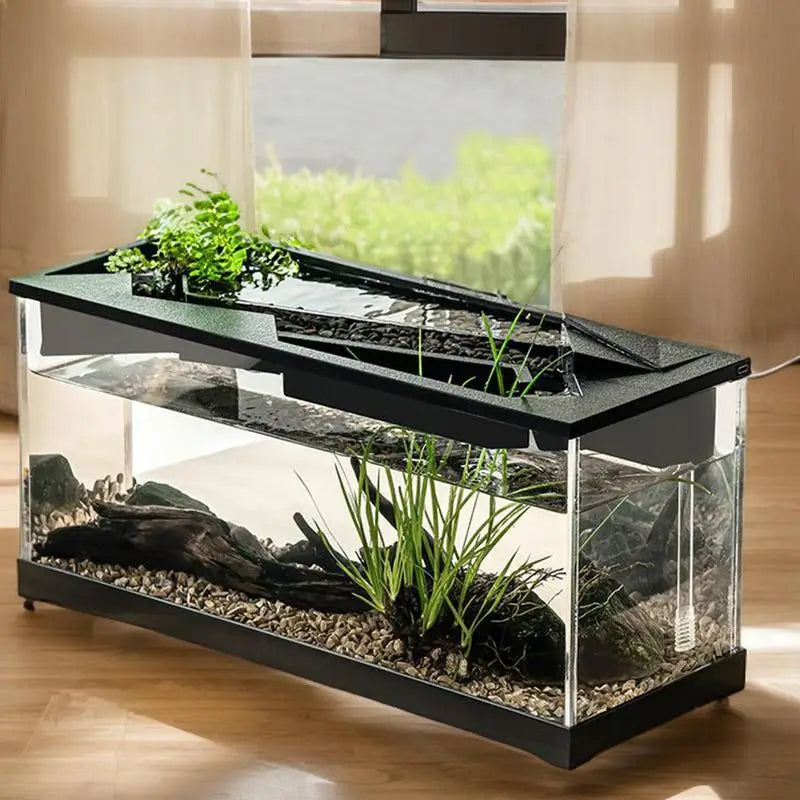 Small Fish Tank Acrylic Clear Desk Aquarium with Filter Fish Tank Starter Kits with Air Pump for Tabletop Living Room Studio Dec