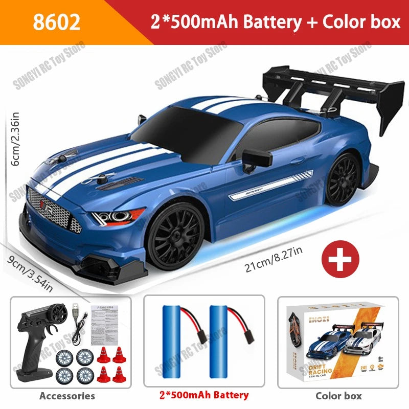 New 1:24 RC Drift Vehicle, Mustang 4WD Cars, Racing Car with Remote Control, Gift, Competition Racing Car, Children's Toy