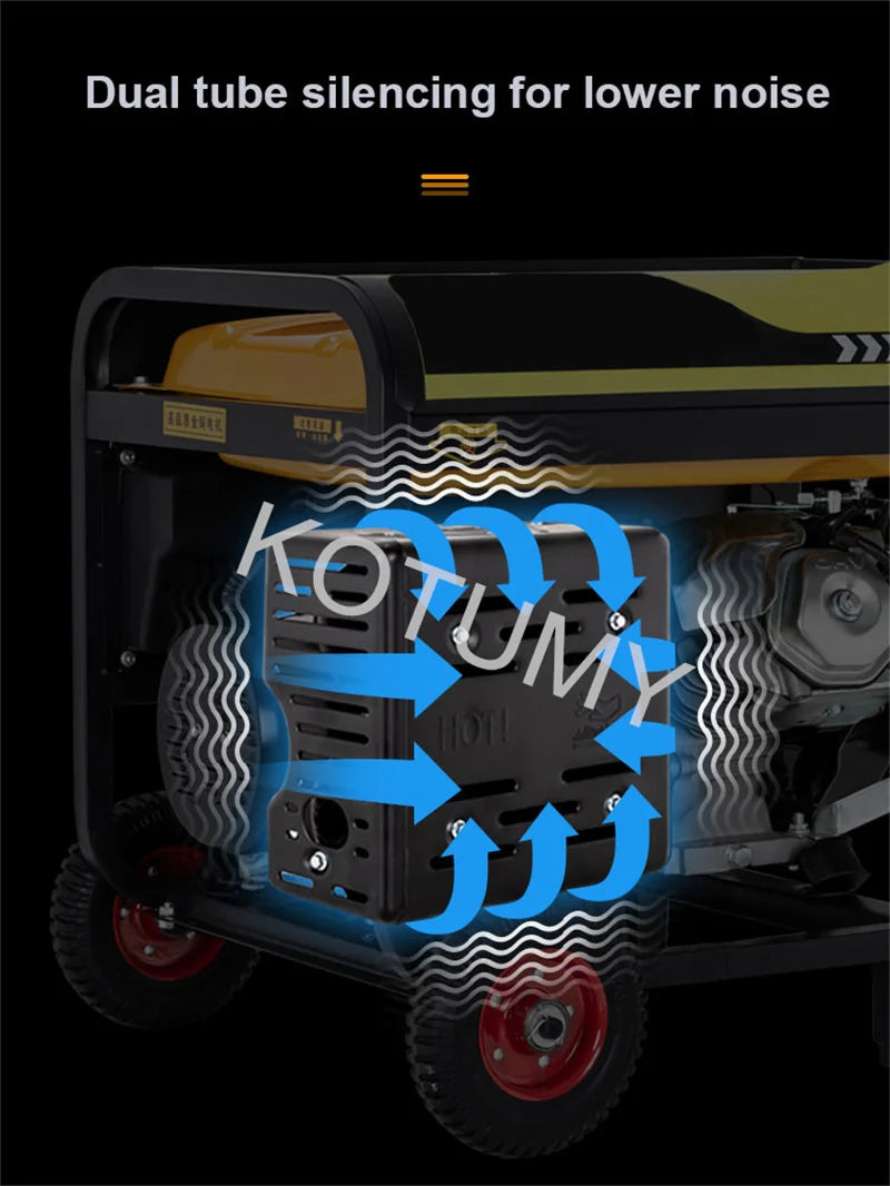 Reliable and powerful, this high-power household gasoline generator is perfect for flood control and disaster relief—featuring both manual and electric start with 220V output for essential backup power!