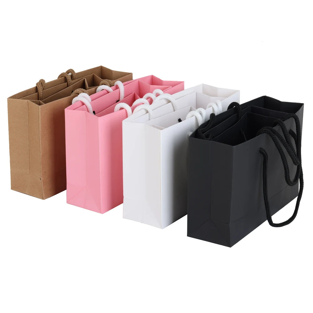 5/10PCS Black White Pink Color Small Kraft Gift Bags With Rope Handles for Party Gift Wrapping Favor Bag Paper Packing Gift Bags