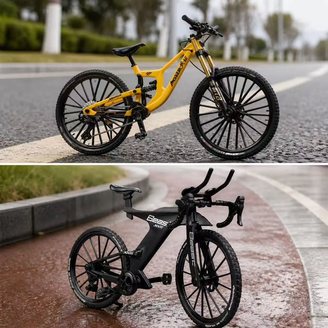 1:8 Upgraded Dual Shock Downhill Mountain Bike Alloy Model, Soft Tail Metal Racing  Kids Toy and Birthday Gift for Boyfriend