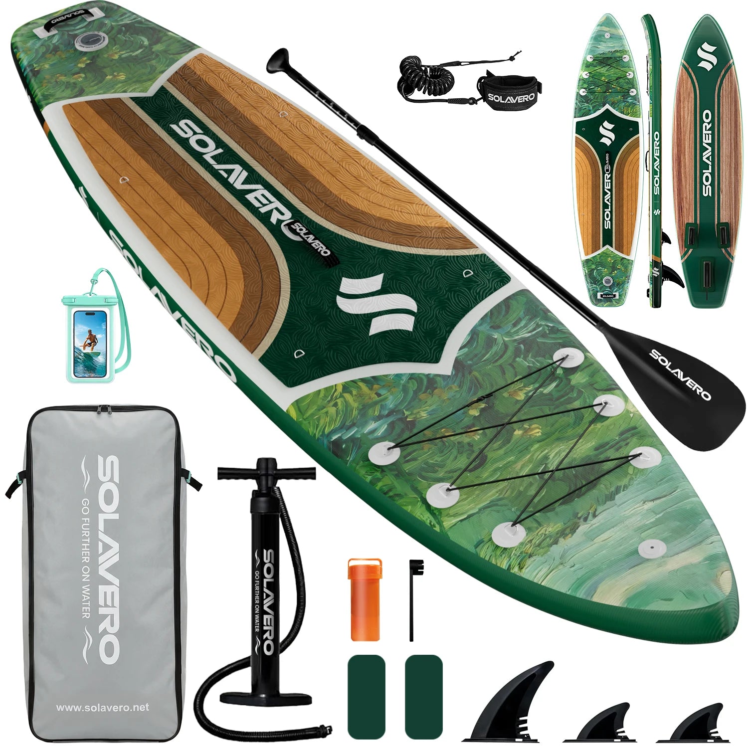 Inflatable SUP Board Complete with A Full Set of SUP Accessories, Featuring Three Removable Tail Fins and A Non-slip Deck for Adults. Available in A Wide Variety of Patterns and Designs,Suitable for A Range of Water Sports.