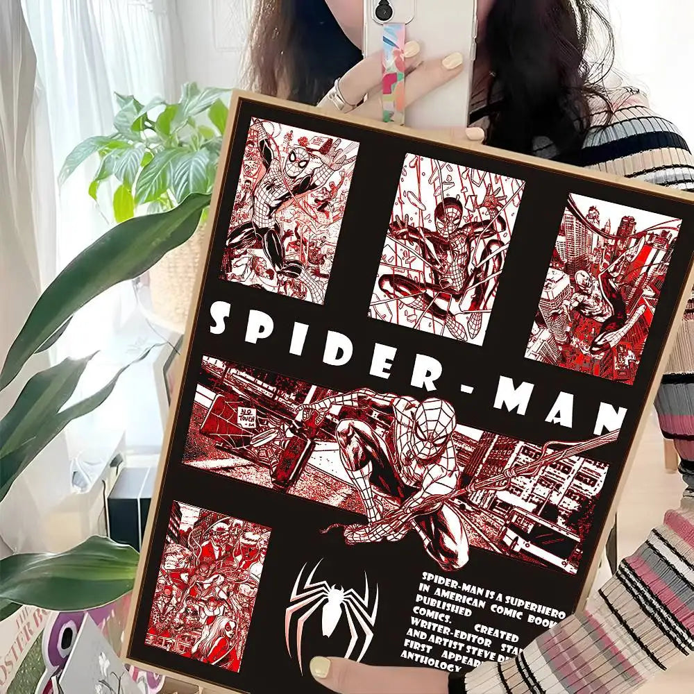 S-Spider Cartoon Man Movie Sticky Posters Whitepaper Sticker DIY Room Bar Cafe Posters Wall Stickers