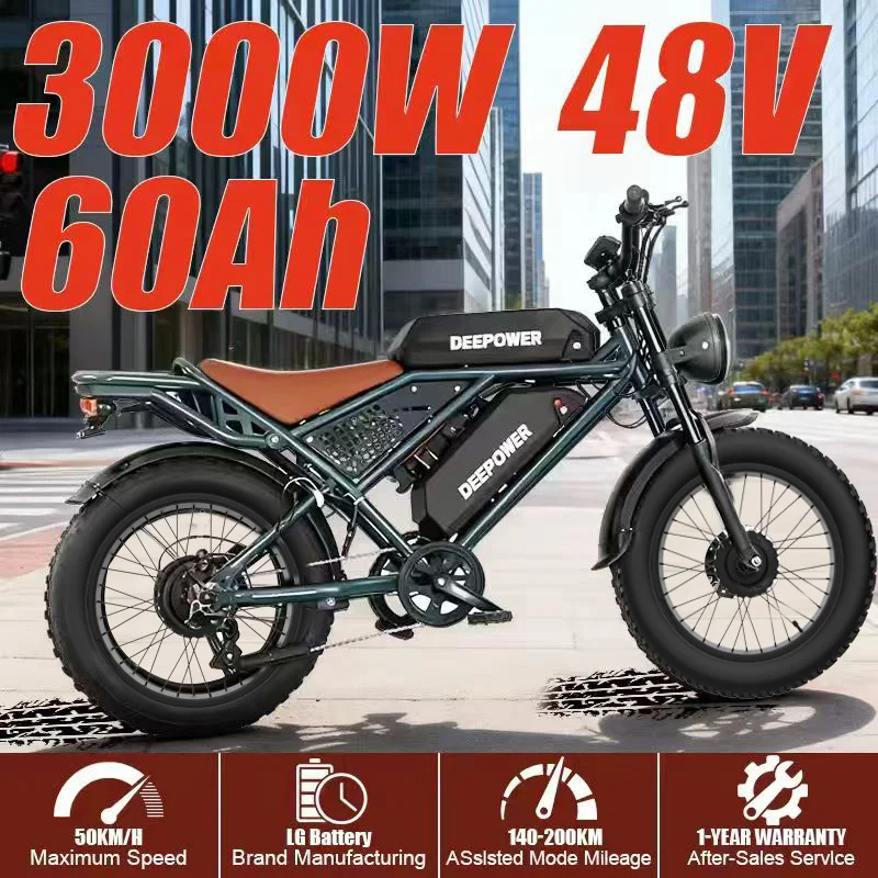 DEEPOWER S8 high-end 3500W48V60Ah mountain off-road electric bicycle, suitable for adults to ride in snow and deserts