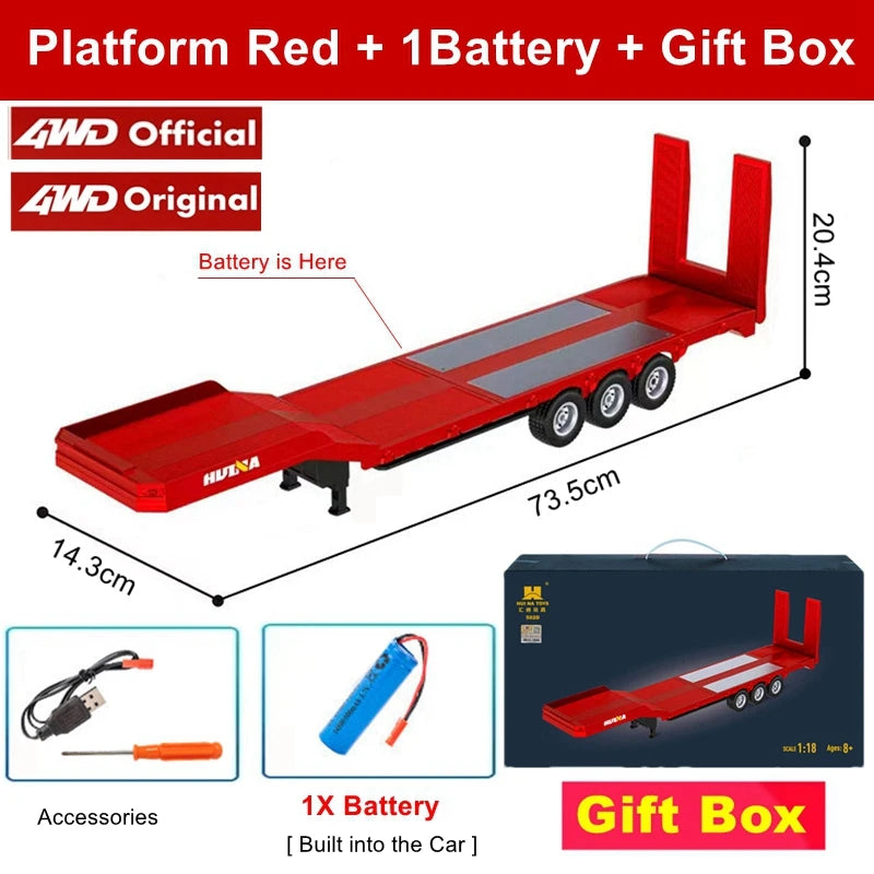 Remote Control Car RC Tractor Alloy Heavy Truck Engineering Semi Trailer Model with Light Sound Radio Toy HUINA 1501 770S Gift