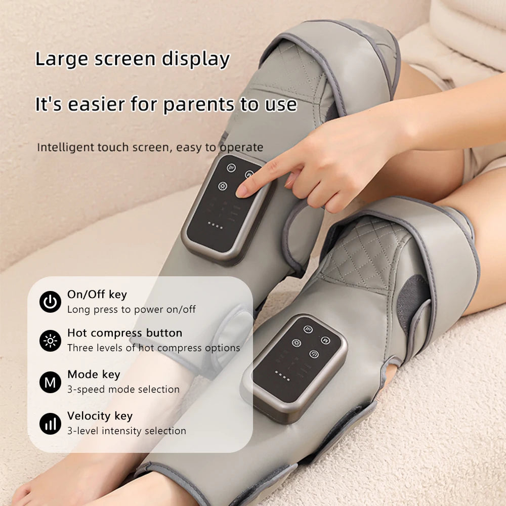 Wireless Knee Calf Massager Heated Air Pressure 360° Wrap Portable Leg Massage Device for Cold Legs Joints Muscles Relaxation