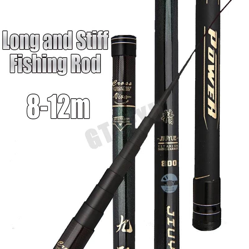 8m 9m 10m 11m 12m Carbon Fishing Rod 10kg above Superhard Long Distance Throwing shot pole Telescopic High Quality Stream Rod