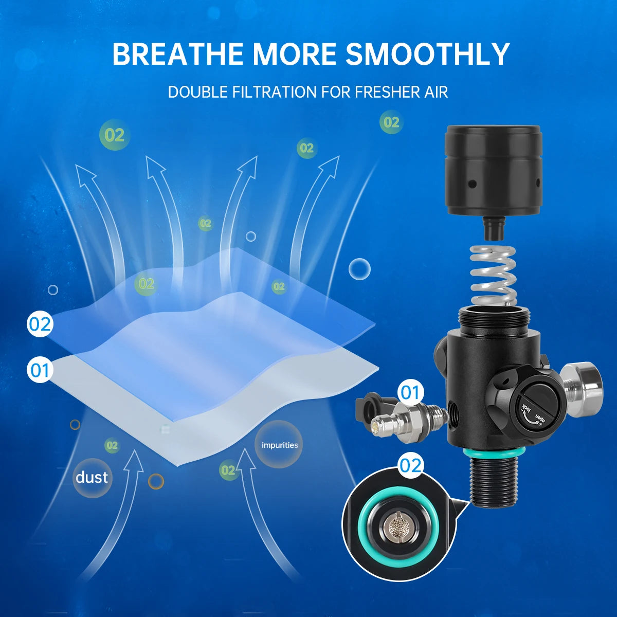 DIDEEP 4L Mini Scuba Diving Tank Set,Up to 40-60Mins Underwater Diving Cylinder,High-capacity Portable Lung Gear with HD Masksk
