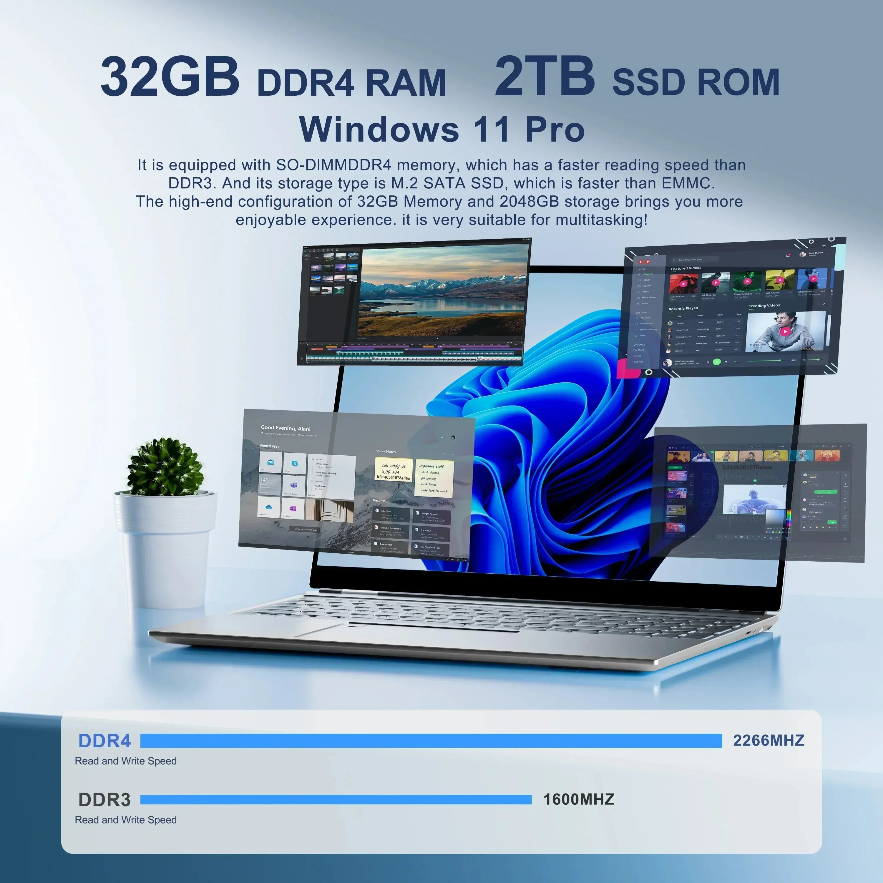 Experience powerful performance on the go with this ultra-slim 15.6" laptop—featuring an Intel N95 processor, massive 32GB RAM, 2TB (2048GB) storage, a long-lasting 7500mAh battery, Windows 11 Pro, fingerprint unlock, and gaming-ready specs!