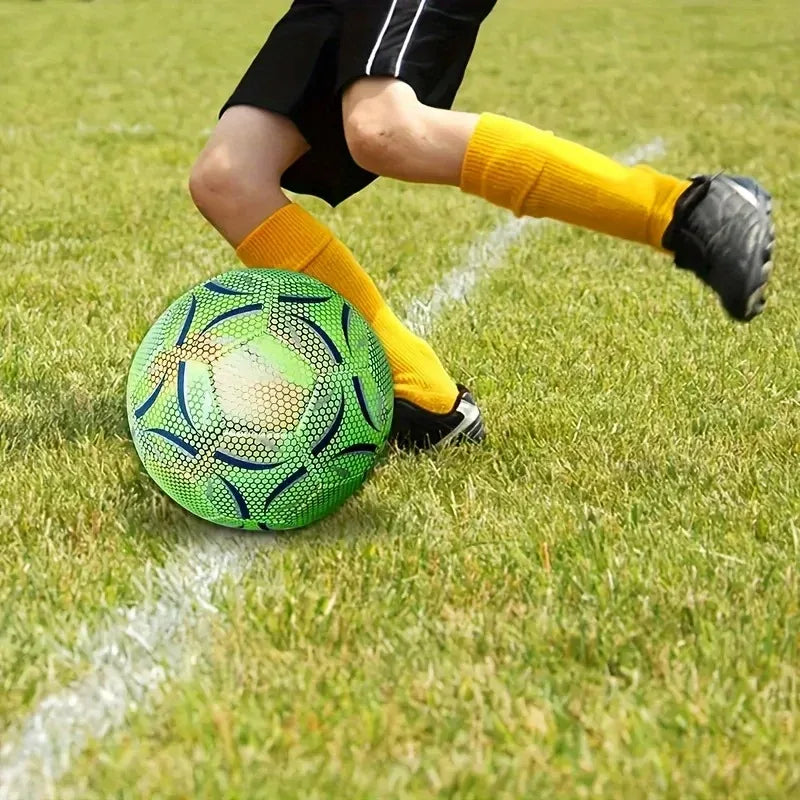 ..1Pro Size 5 Soccer Ball - Durable, Machine-Sewn & Glow-in-the-Dark Design for All-Weather Play..