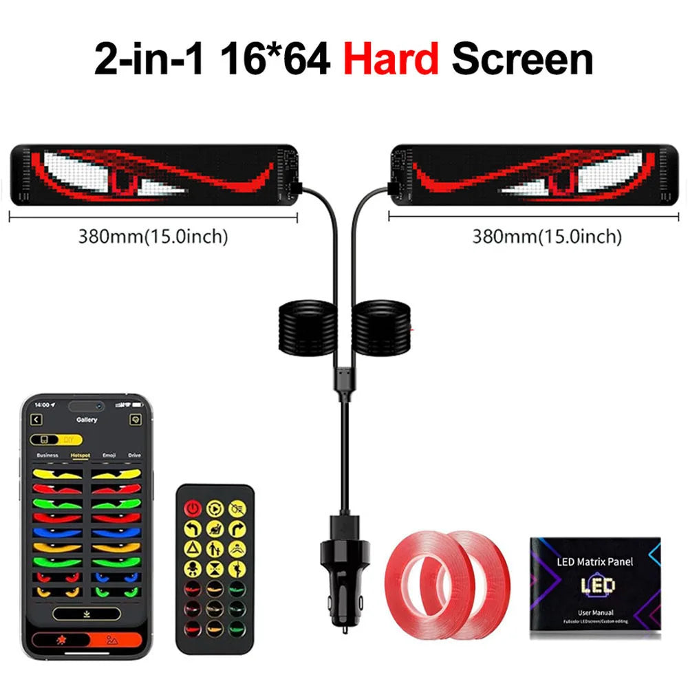 16*32 LED Devil Eye Lights for Motorcycle Windshield,Programmable Matrix Pixel Panel with App/Remote Control for Motorcycle