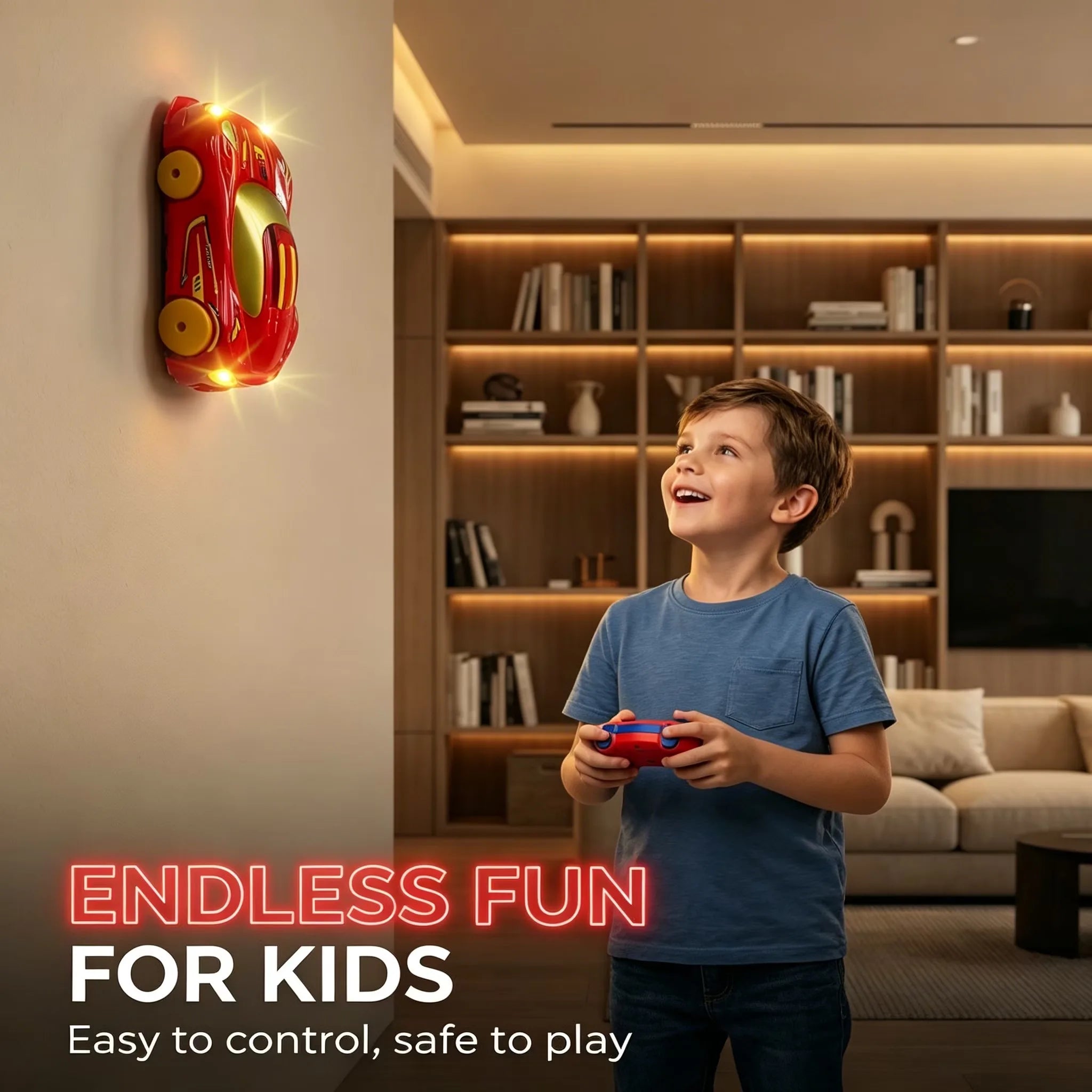Remote Control Wall Climbing Car 2.4GHz RC Stunt Car Gravity Defying 360° Rotating LED Toy for Kids Boys Girls Birthday Gift