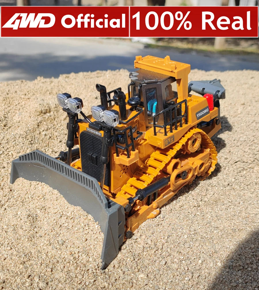 4WD Remote Control Excavator 4x4 Alloy Dump Truck Bulldozer Radio Model RC Car Construction Vehicle with Lights Sound Toy Gift