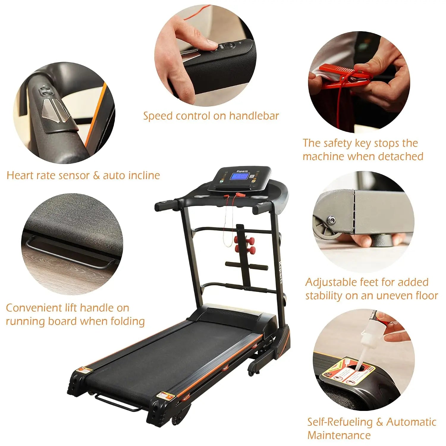 Foldable 16.5 Inch Cardio Fitness Portable Treadmill with Bluetooth Connectivity, LCD Display, and Tracking Apps for, Custom