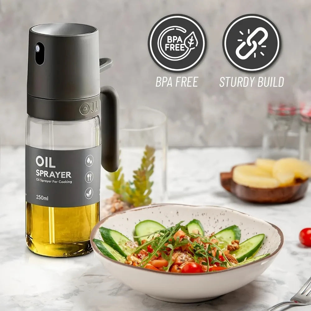 250ML Oil Sprayer,High Borosilicate Glass BPA Free Cooking Oil Mister,Olive Oil Sprayer for Air Fryer, Salad, BBQ,Kitchen Gadget