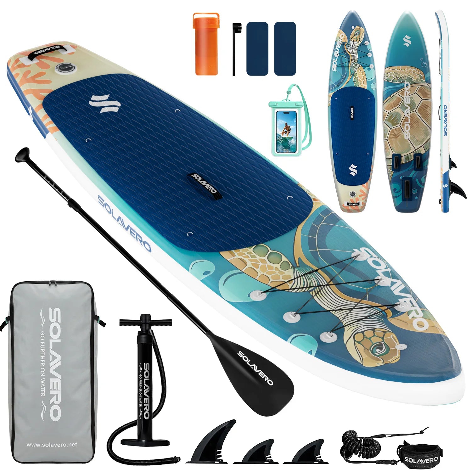 Inflatable SUP Board Complete with A Full Set of SUP Accessories, Featuring Three Removable Tail Fins and A Non-slip Deck for Adults. Available in A Wide Variety of Patterns and Designs,Suitable for A Range of Water Sports.