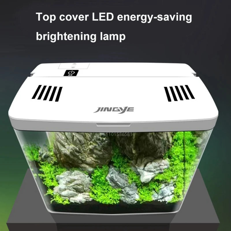 USB 5L Aquarium Fish Tank No Water Change Self-circulating Ecological Fish Tank with Slient Pump Led Lamp for Office Home