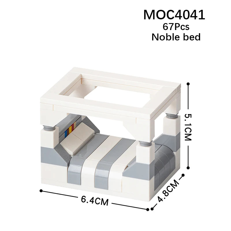 MOOXI City Furniture Bed Computer Desks Billiard Table Mahjong Table DIY Diorama Adult Building Block Set Children Toy MOC Brick