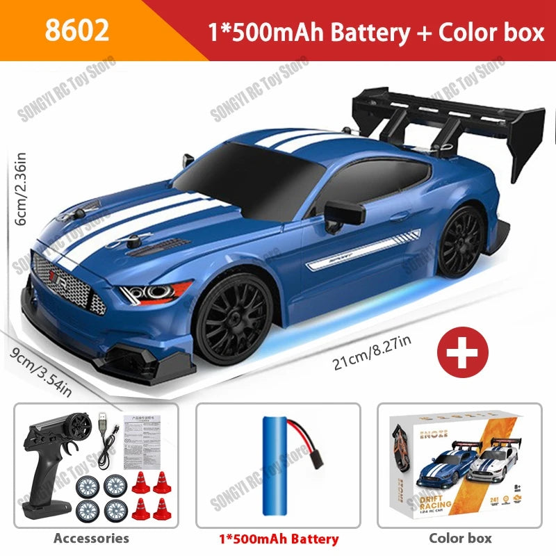 New 1:24 RC Drift Vehicle, Mustang 4WD Cars, Racing Car with Remote Control, Gift, Competition Racing Car, Children's Toy