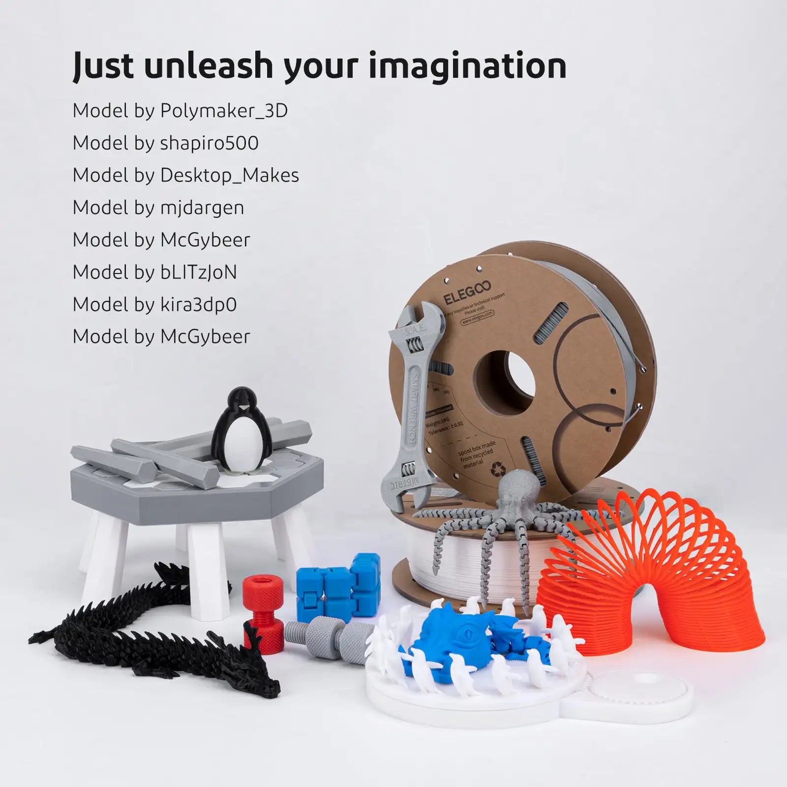 ELEGOO 1.75mm PLA Filament 1kg Plastic 3D PLA for 3D Printer Consumables Material for FDM 3D Printer NEPTUNE 3 PRO