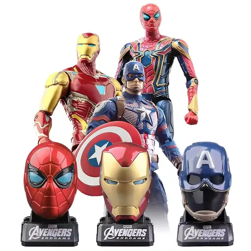 Marvel Action Figure Deformable Toy Iron Man MK3 Captain America Joints Mobility Head Shaped Statue Model Doll Toys Kids Gifts