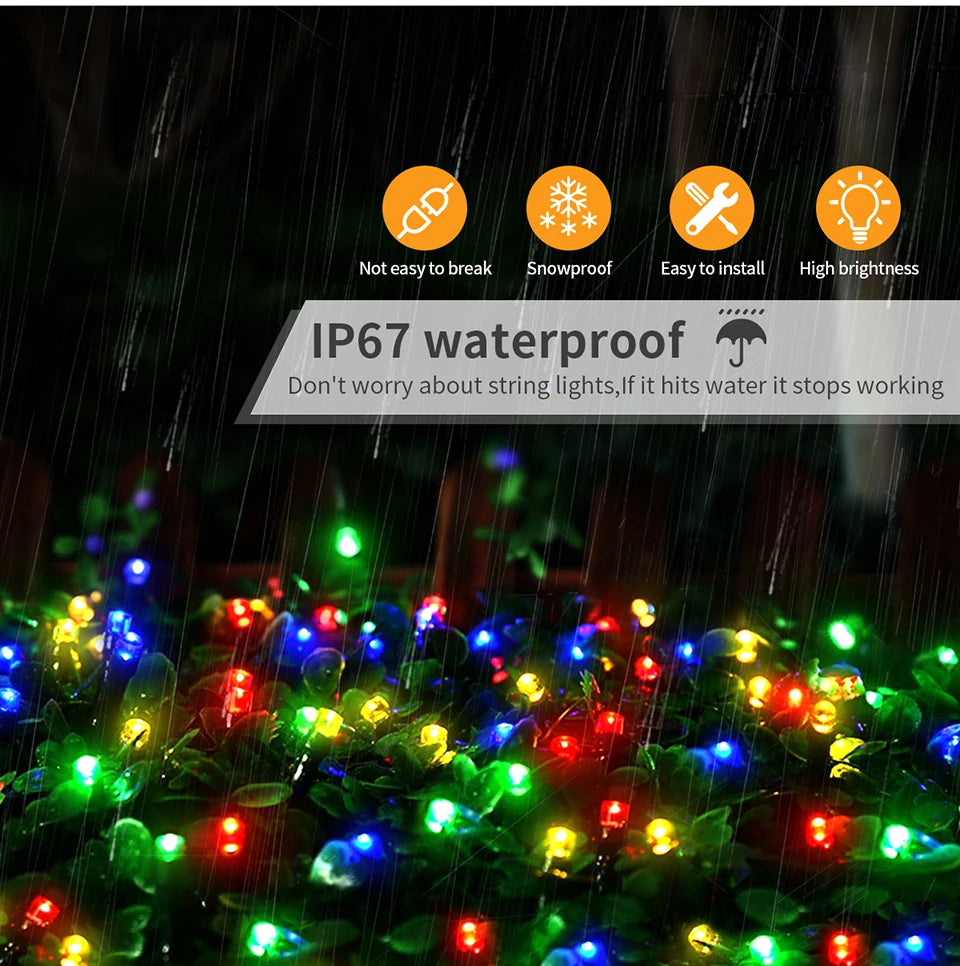 Outdoor Lights Garland 220V 110V US EU Plug Led String Light Waterproof Christmas Garden Wedding Decoration Xmas Light 10m -100m