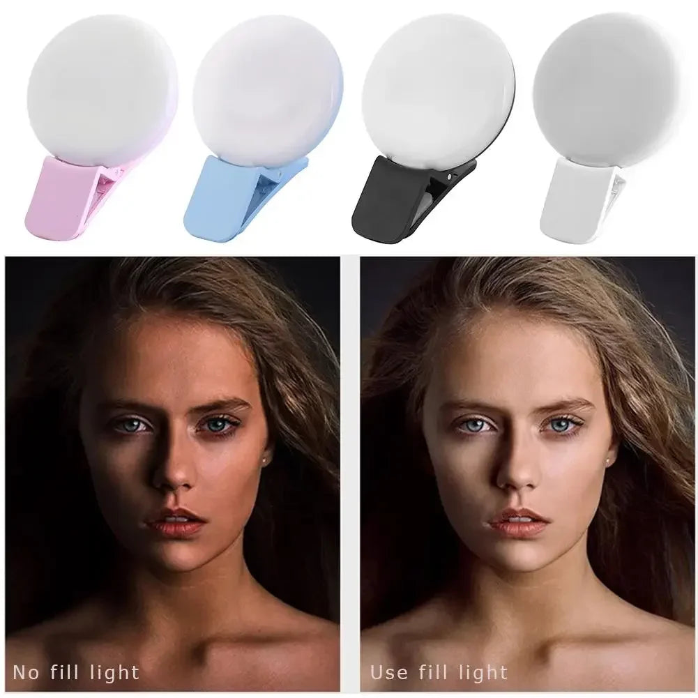 Brighten your selfies anywhere with this portable mobile phone LED selfie ring light—compact, convenient, and easy to use!