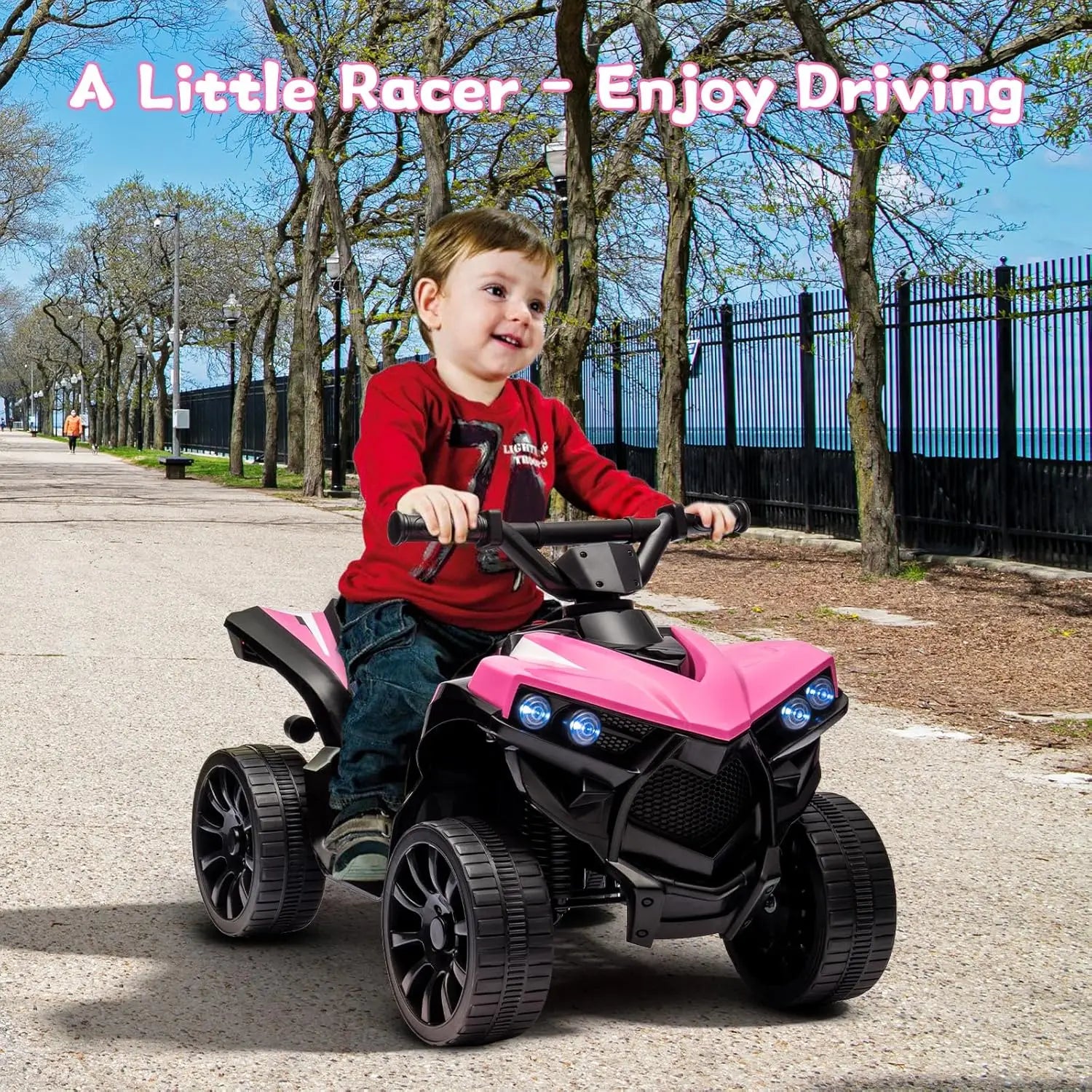 6V Battery Powered Kids Electric ATV, Ride On Toys 4-Wheeler Quad for Boys and Girls, 1.8MPH Max Speed, Treaded Tires,Rubber Handles, Push-Button Accelerator