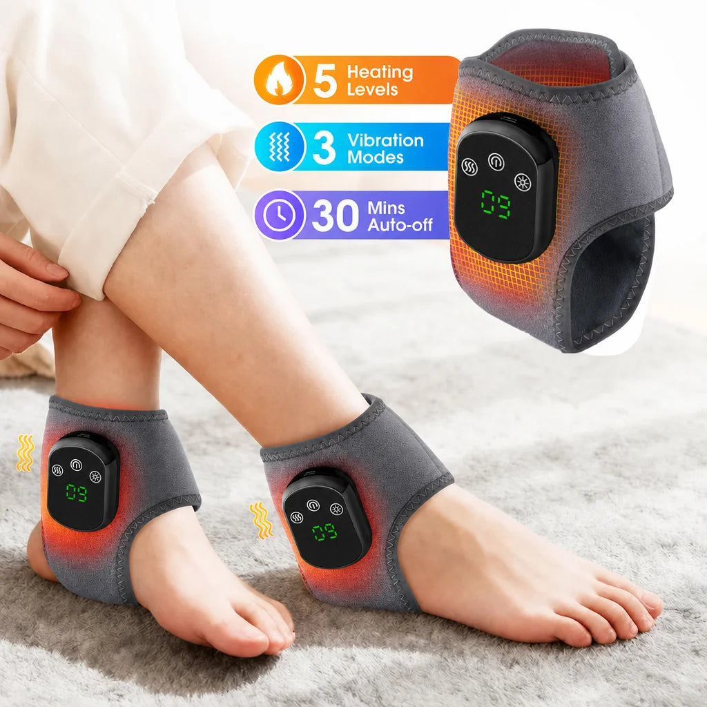 Cordless Heating Ankle Wrist Brace Vibration Massager Electric Hot Compress Massage Ankle Guard Wristband Hand Foot Protector