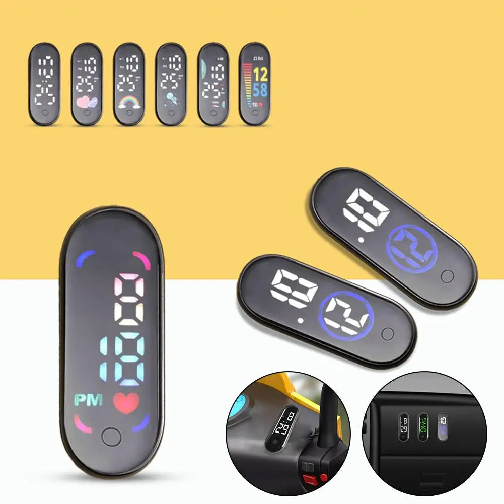 Luminous Motorcycle Car Clock Auto Internal Stick-On Mini Sport Waterproof Watch Mechanics Led Clocks Auto Ornament Accessories