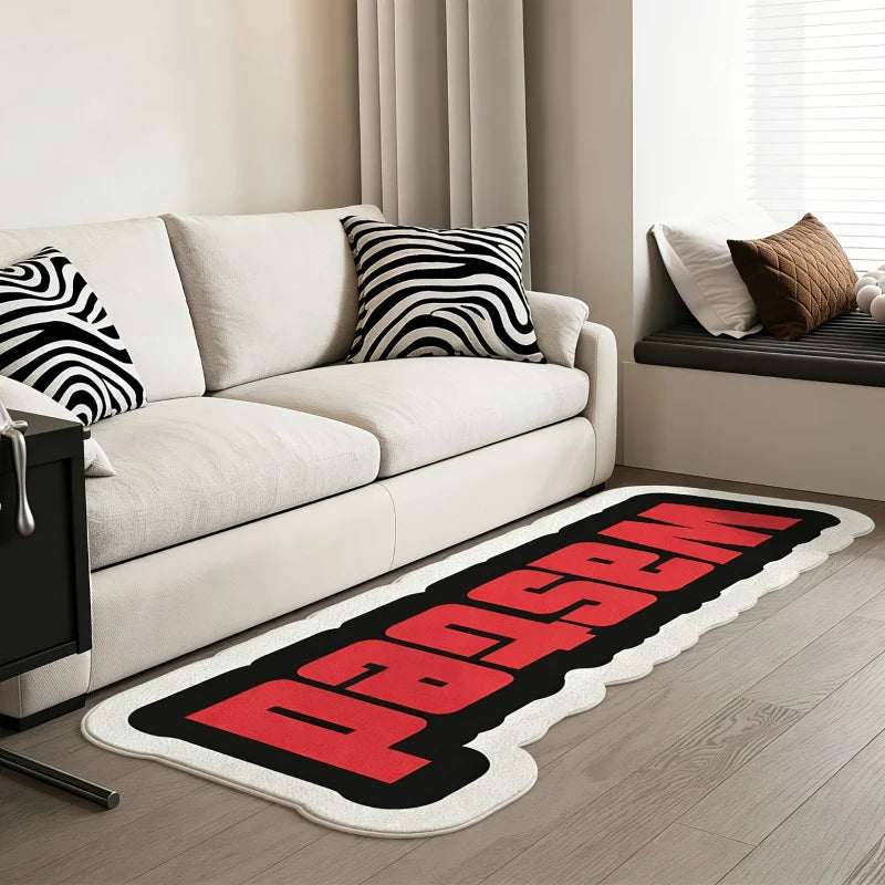 VIKAMA Cool Long Side Rug for Bedroom Gaming Room Easy-Clean Floor Mat for Male Dormitory Carpet Home Decoration