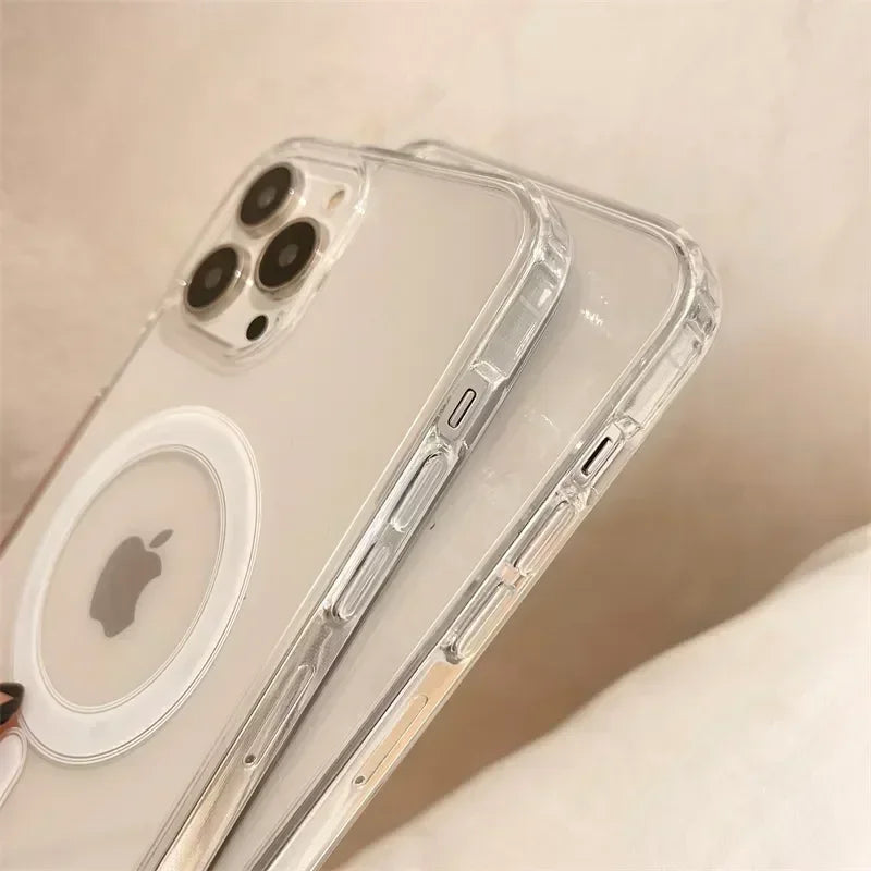 Magnetic Wireless Charging Phone Case For iPhone 16 15 14 13 12 11 ProMax mini X XR XS 7 8Plus Clear Cover