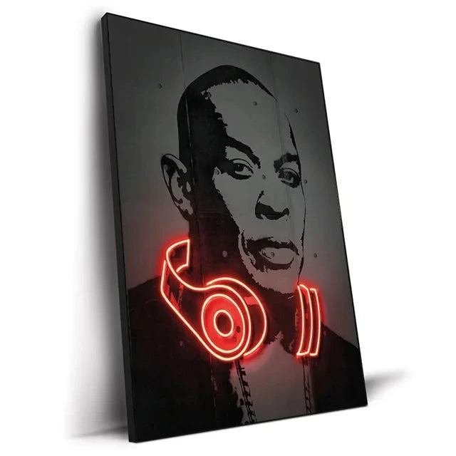 Abstract Neon Rapper Star Posters 2Pac Hip Hop Singers Wall Art Pictures Graffiti Canvas Painting Home Room Bar Decor NO LED