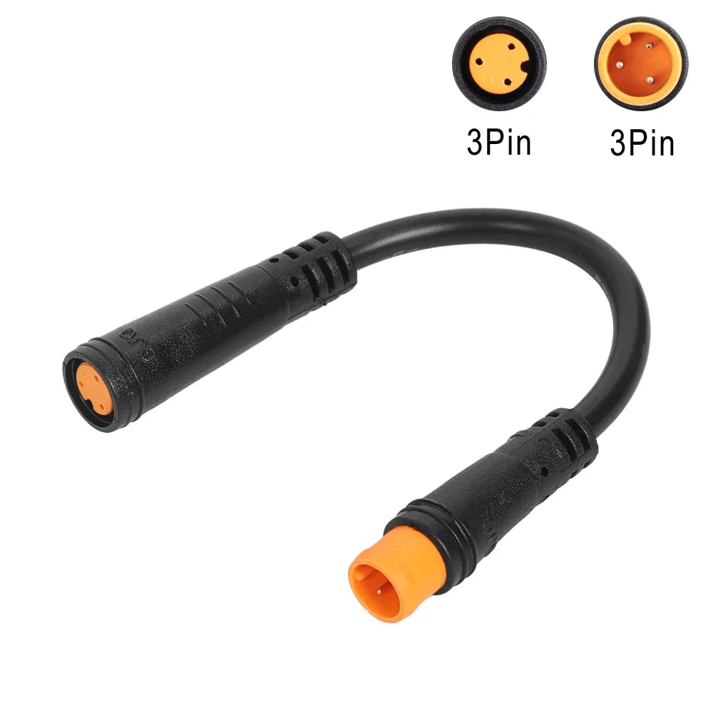 Electric Bicycle Female to Male 3 Pin Extension Cable For E-Bike Waterproof Durable Display Thumb Throttle Cables Plug Accessory