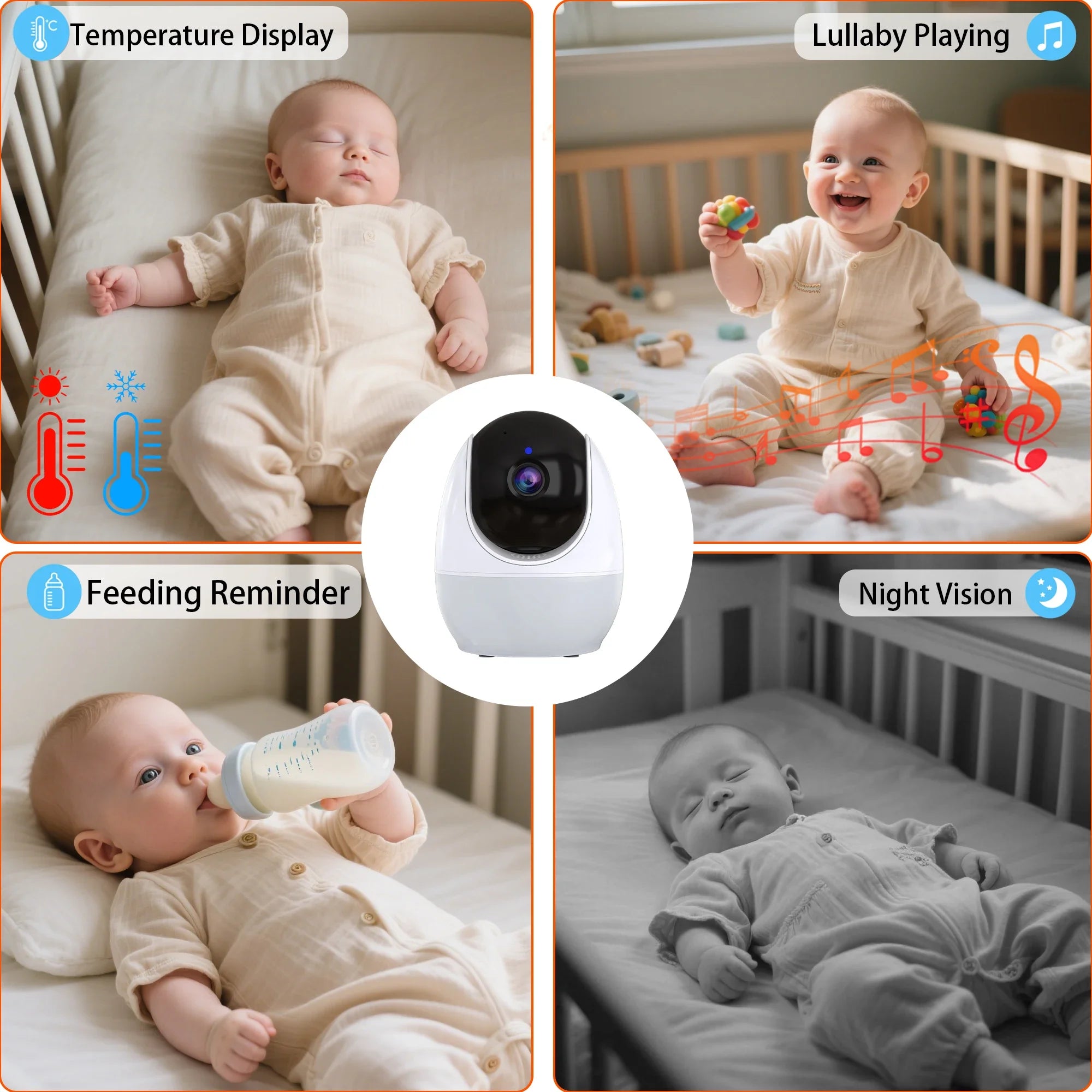 Keep an eye on your little one with this 4.3-inch video baby monitor featuring PTZ IP camera, night light, auto-tracking, and APP remote view control for convenient surveillance!