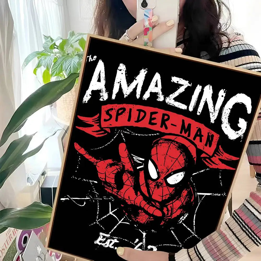 S-Spider Cartoon Man Movie Sticky Posters Whitepaper Sticker DIY Room Bar Cafe Posters Wall Stickers