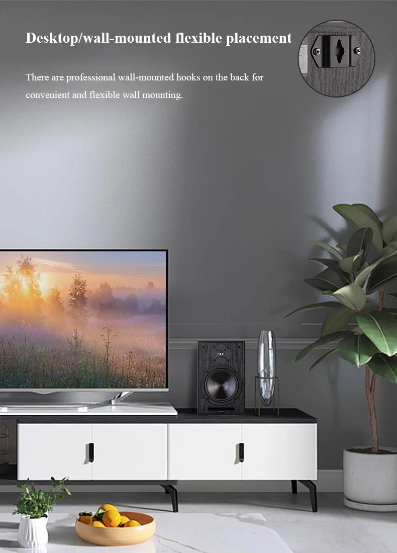 Household 6.5 Inch Bookshelf Speaker 100W*2 Output Power 2 Way HIFI Passive Speaker 2.0 Stereo 1 Inch Silk Film Dome Tweeter