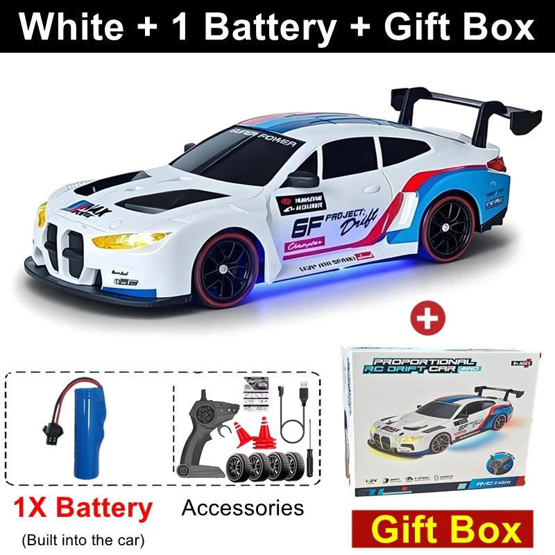 4WD RC Drift Car With LED Light 2.4G Radio 20KM/h High Speed Remote Control Racing Cars Vehicle Model Toy Gift for Boy Girl Kid