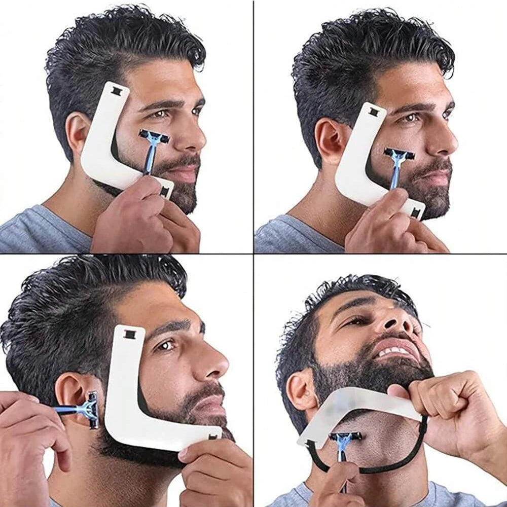 Neckline Shaving Template Beard Shaper Neckline Guide & Trimmer Kit with Stencil for Men's Goatee and Mustache Grooming