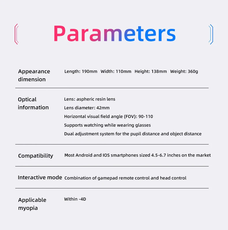 VR Glasses 3D Virtual Reality Headset