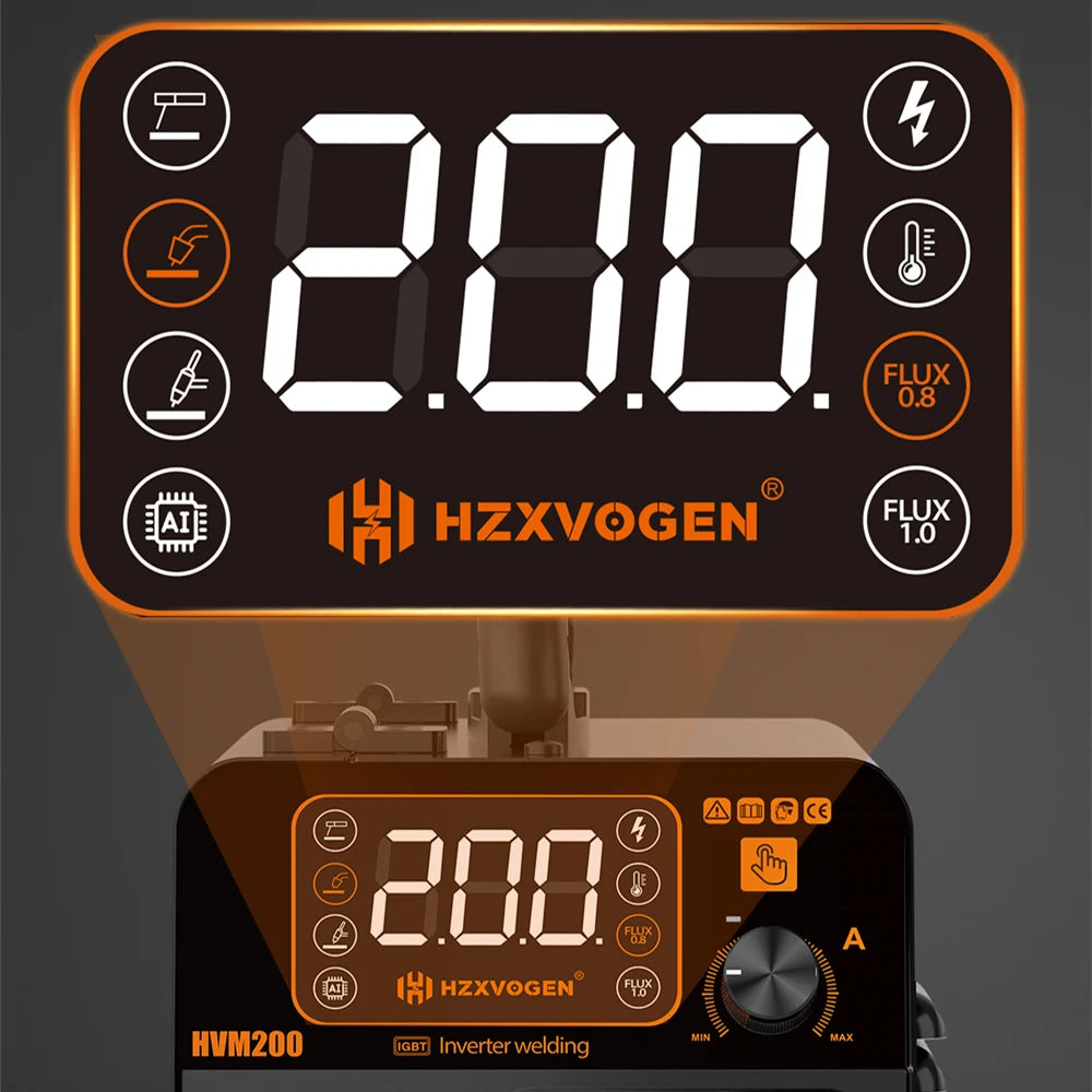 HZXVOGEN 3 IN 1 MIG/TIG/MMA Semi-Automatic Welding Machine HVM200 Inverter Welder Synergy Tool Non Gas MIG Welder For Gasless Iron Soldering 220V